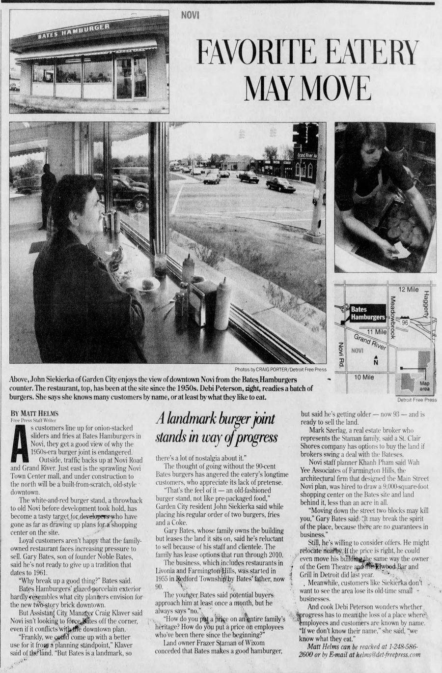 Bates Hamburgers - 1998 Article On Novi Location (newer photo)